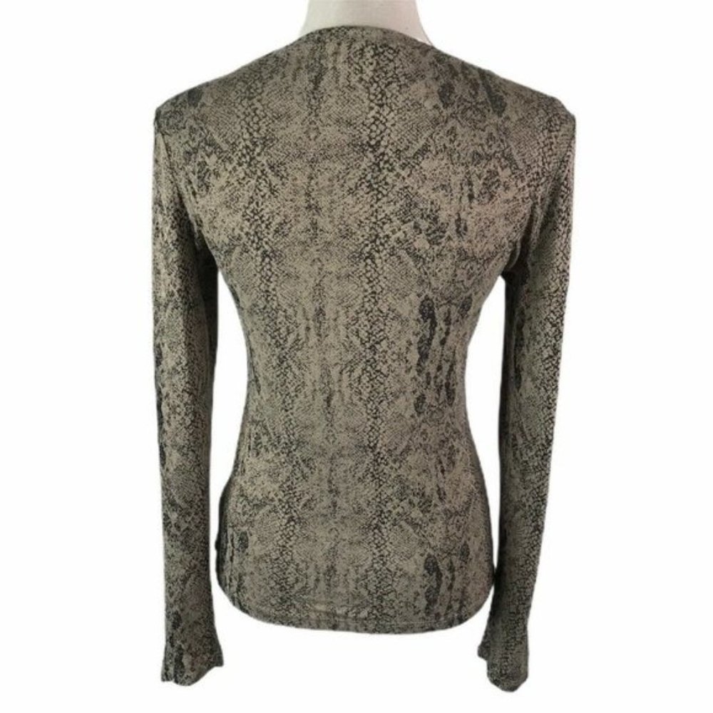 Philippe Adec Maille Beige Python Print Blouse - image 7